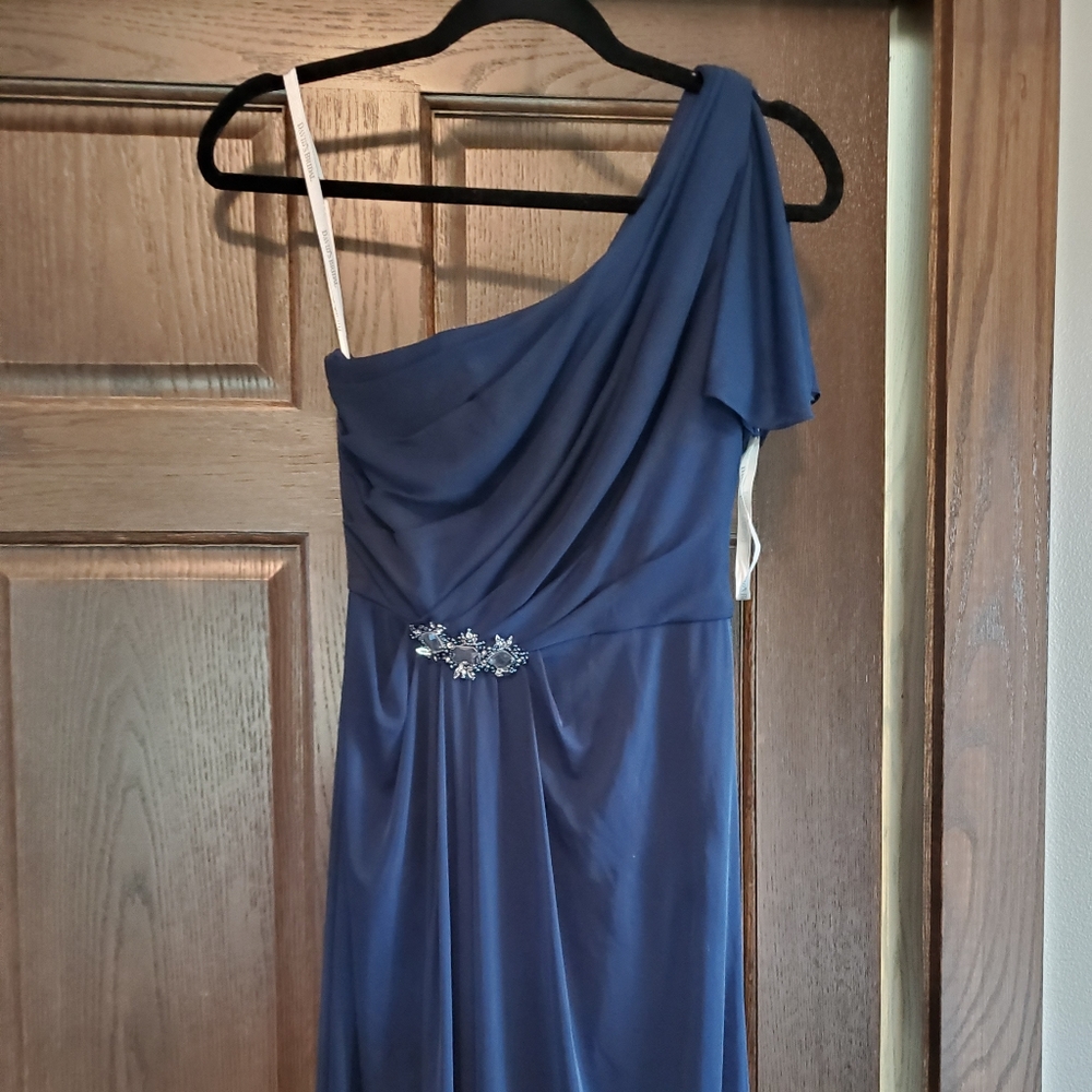 Davids bridal bridesmaid navy dress 2